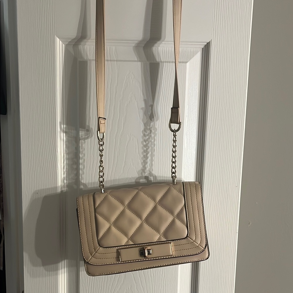 Beige Quilted Shoulder Bag